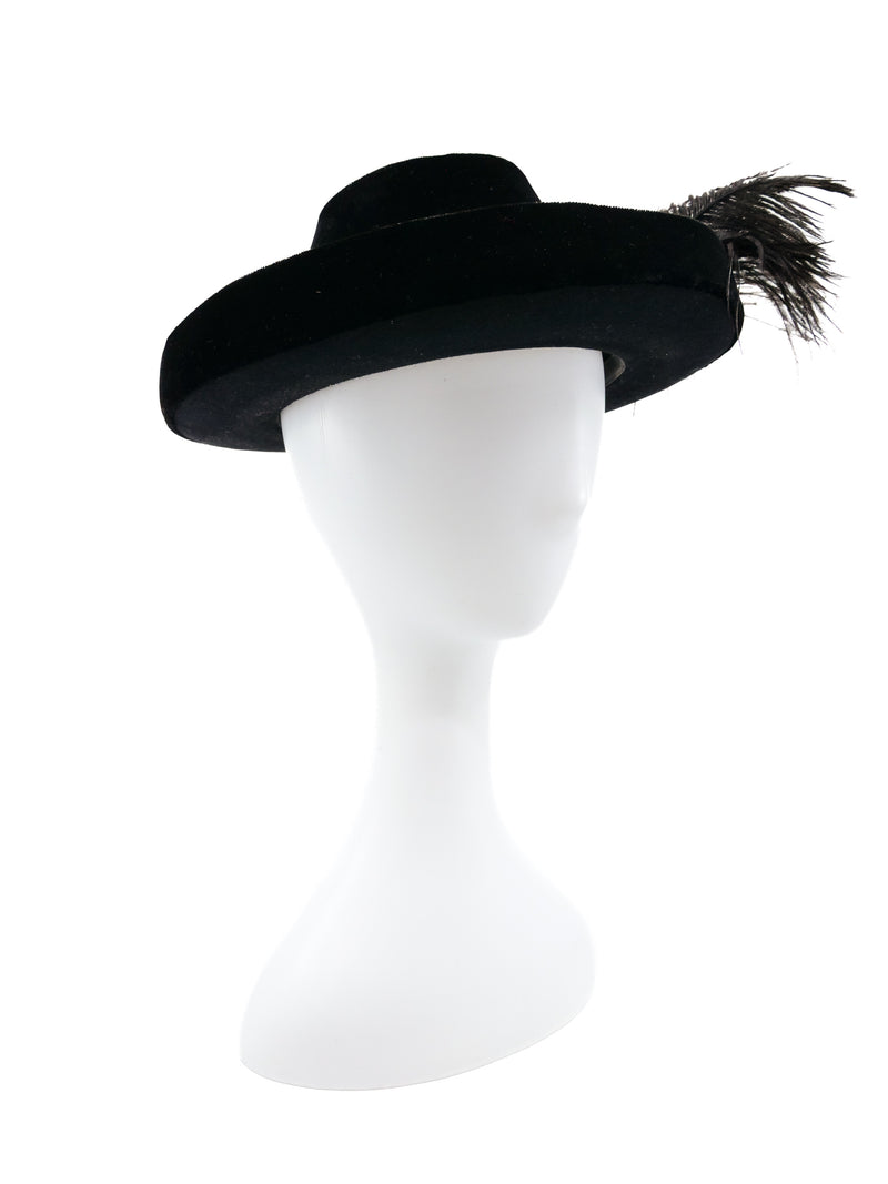 Velvet Ostrich Feather Plume Hat Accessory arcadeshops.com