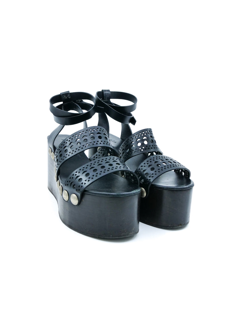 Alaia Lasercut Studded Platform Sandals, 37 Accessory arcadeshops.com