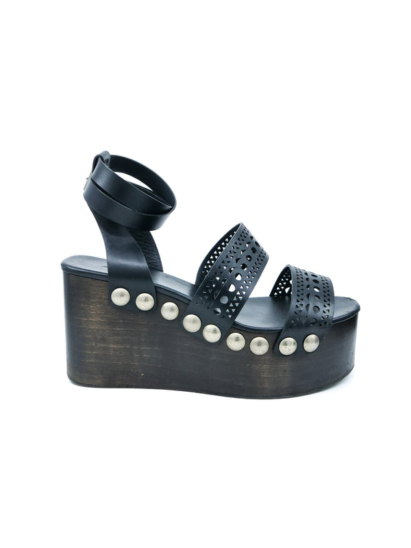 Alaia Lasercut Studded Platform Sandals, 37 Accessory arcadeshops.com