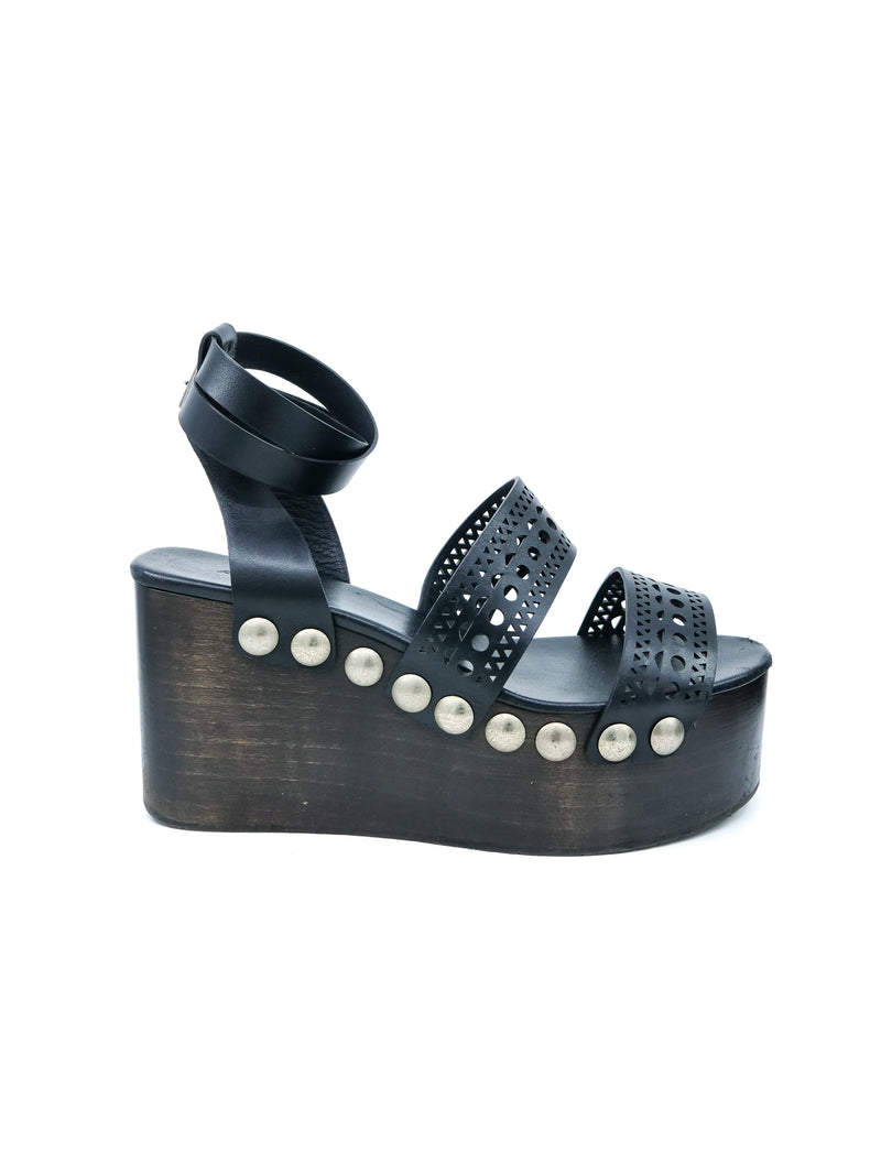 Alaia Lasercut Studded Platform Sandals, 37 Accessory arcadeshops.com