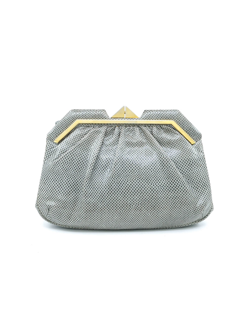 Judith Leiber Gray Lizard Art Deco Convertible Clutch Accessory arcadeshops.com
