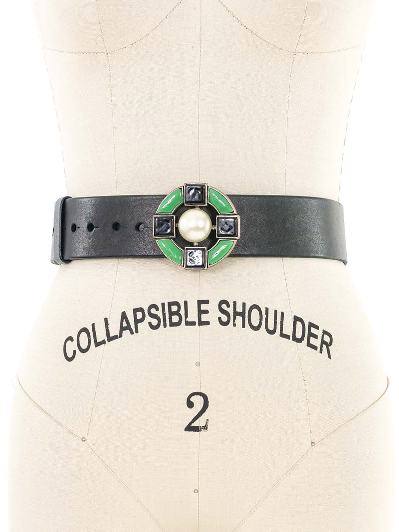 2009 Chanel Faux Pearl Cruciform Buckle Belt Accessory arcadeshops.com