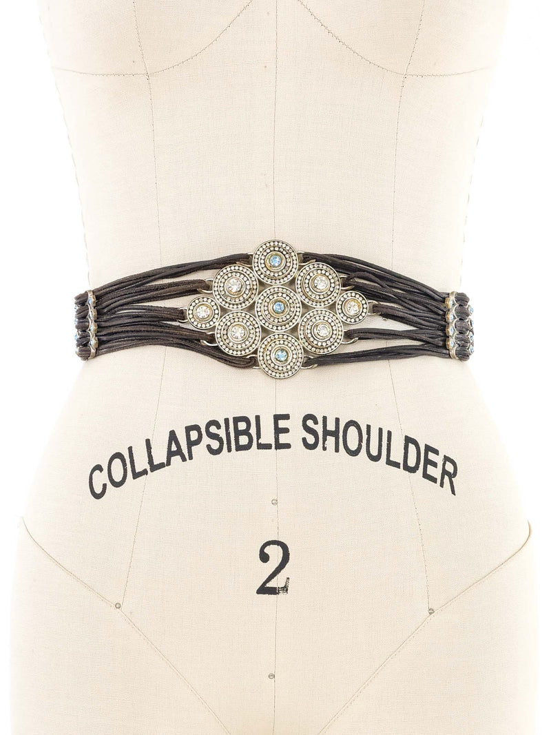 Multistrap Rhinestone Emblem Belt Accessory arcadeshops.com