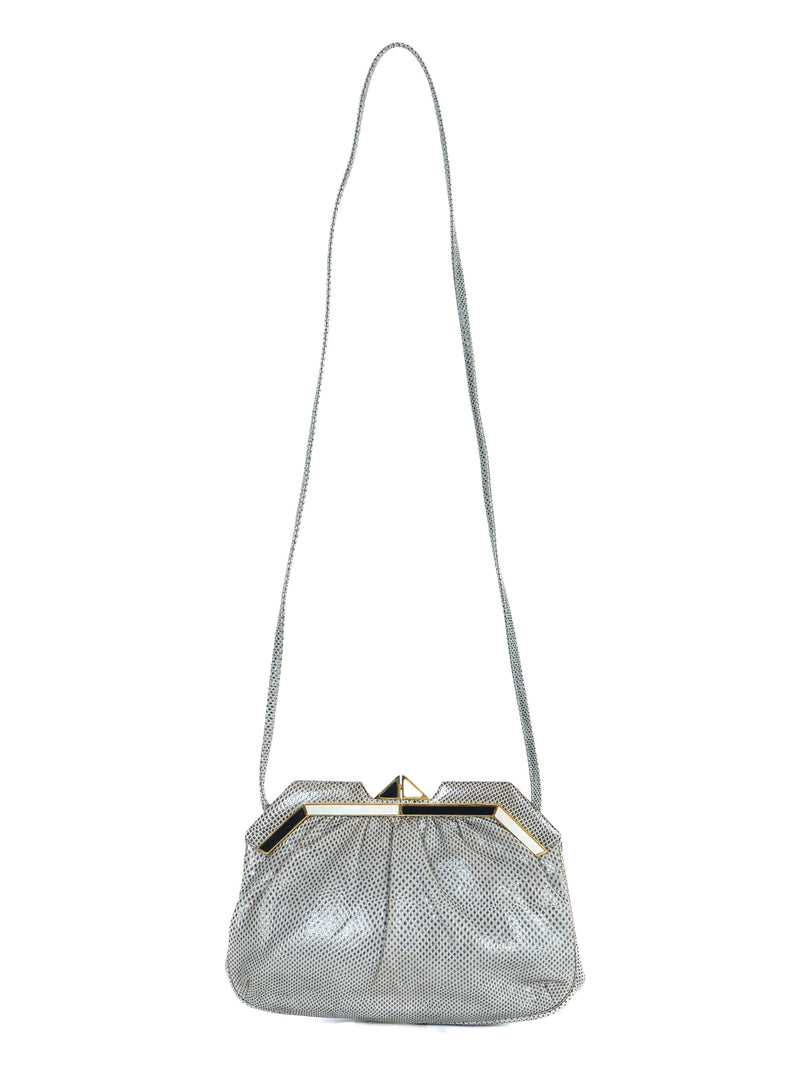 Judith Leiber Gray Lizard Art Deco Convertible Clutch Accessory arcadeshops.com