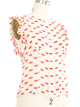 2012 Prada Lip Print Chiffon Top Top arcadeshops.com