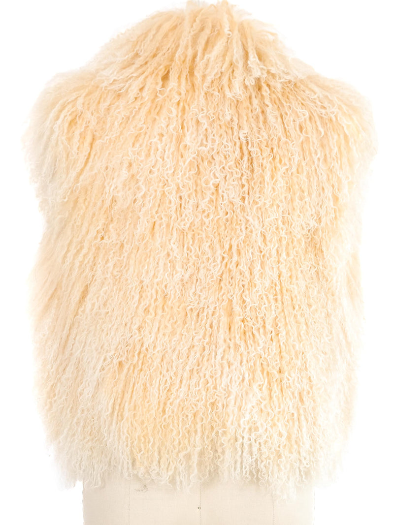 Ivory Mongolian Lamb Fur Vest Jacket arcadeshops.com