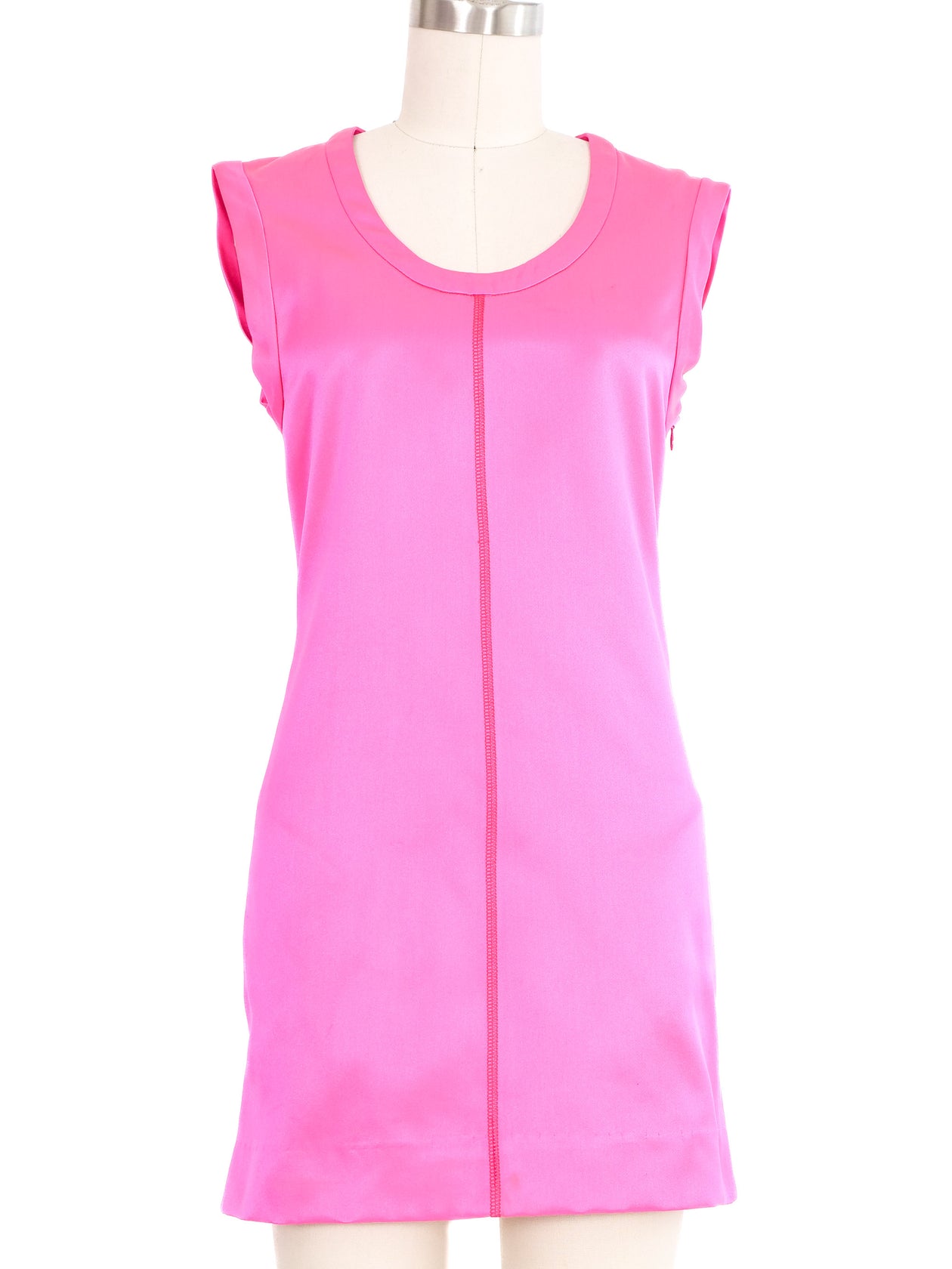 prada satin mini dress 2003 Prada Pink Satin Mini Dress
