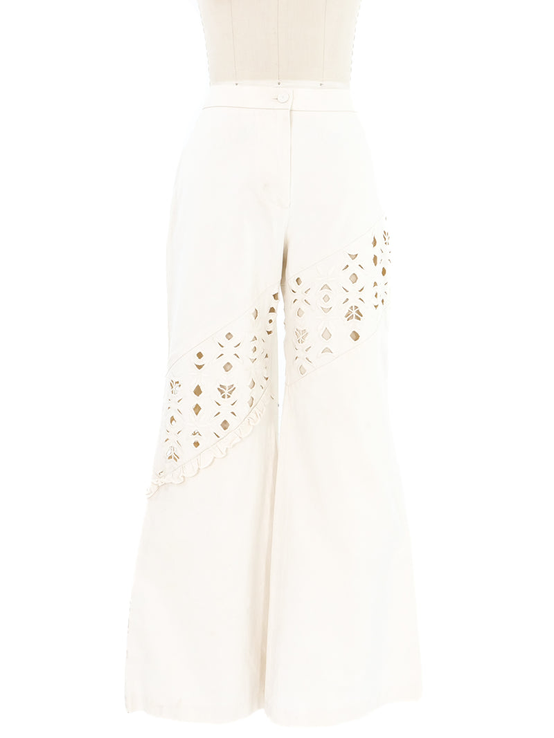2002 Chloe Ivory Eyelet Flares Bottom arcadeshops.com