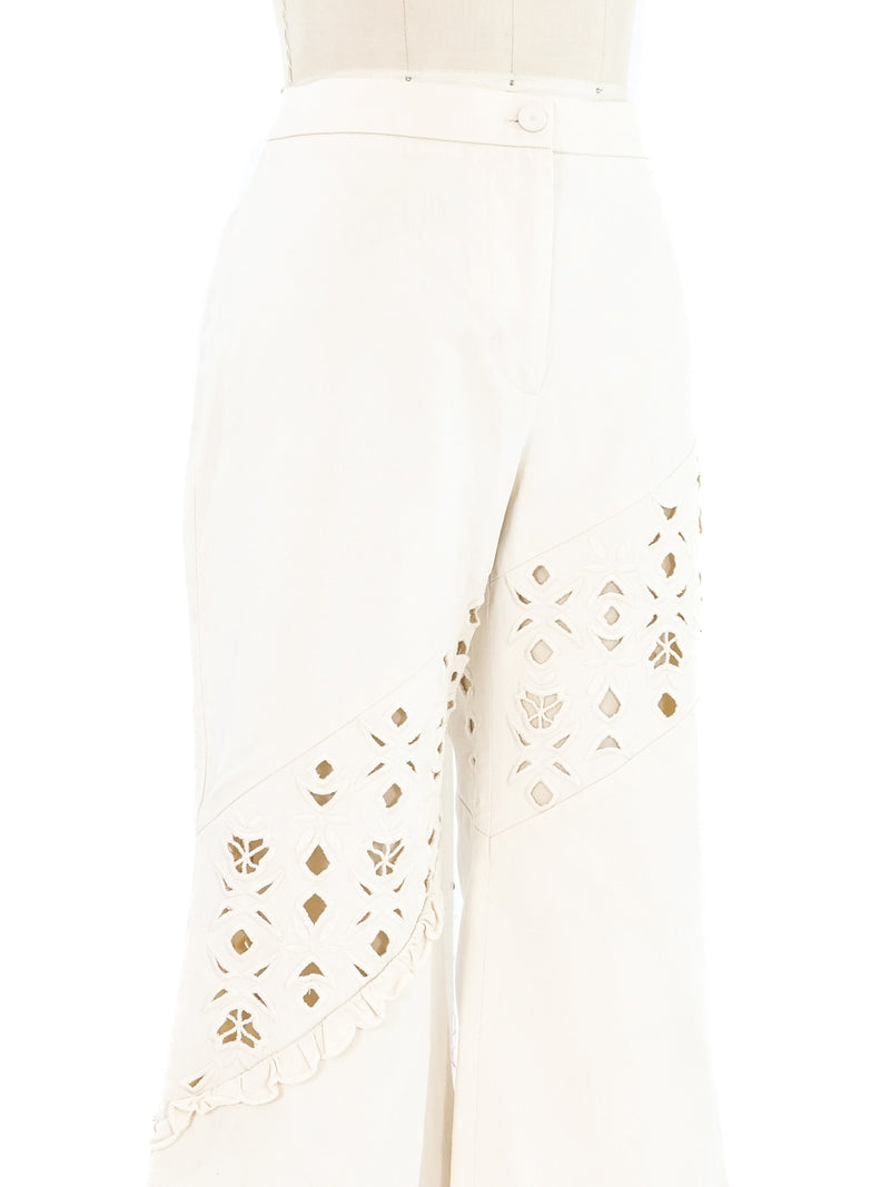 2002 Chloe Ivory Eyelet Flares Bottom arcadeshops.com