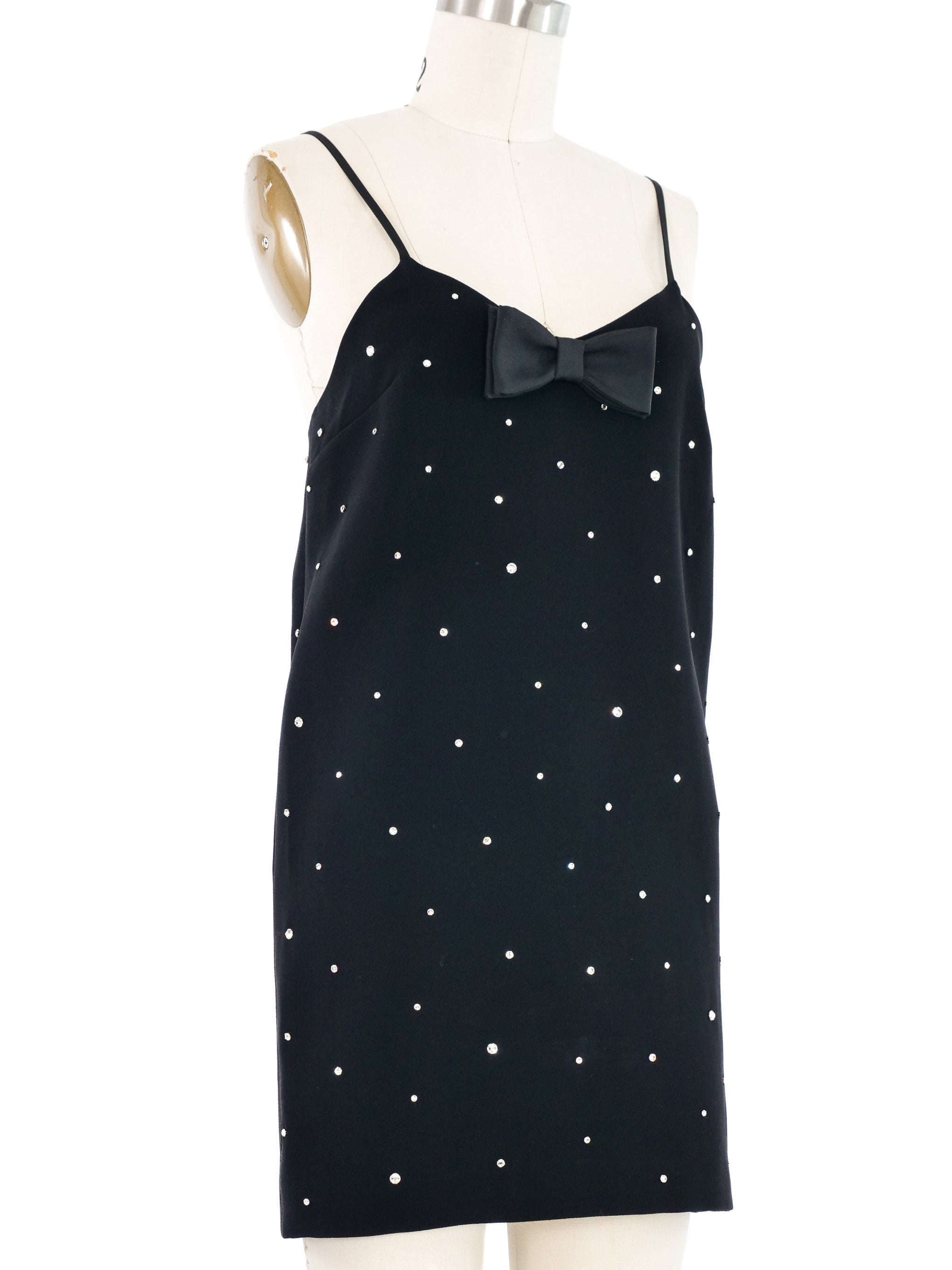 miu miu Dress ドレス 36 Miu Miu Clear Rhinestone Embellished Shift Dress Women Black