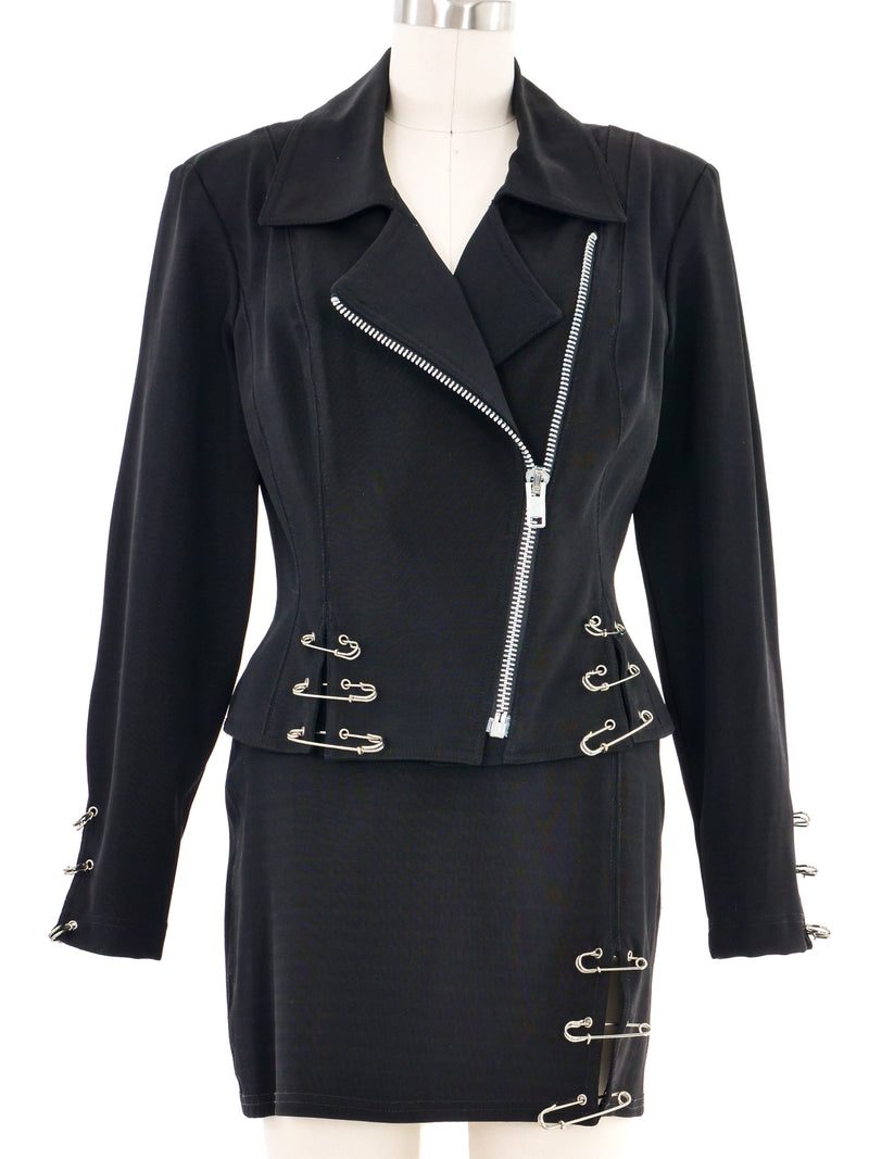 John Murrough Safety Pin Embellished Skirt Ensemble Suit arcadeshops.com