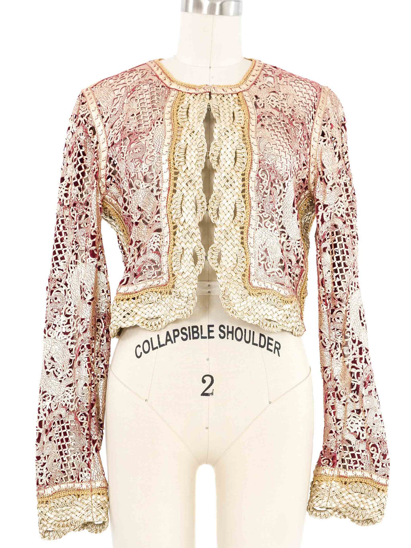 2006 Roberto Cavalli Laser Cut Leather Jacket Jacket arcadeshops.com