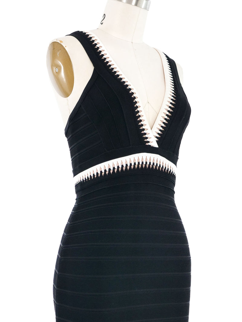 Herve Leger Black and White Flare Dress Dress arcadeshops.com