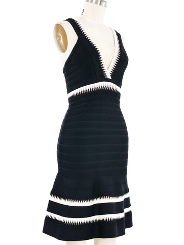 Herve Leger Black and White Flare Dress Herve Leger Black and White Flare Dress