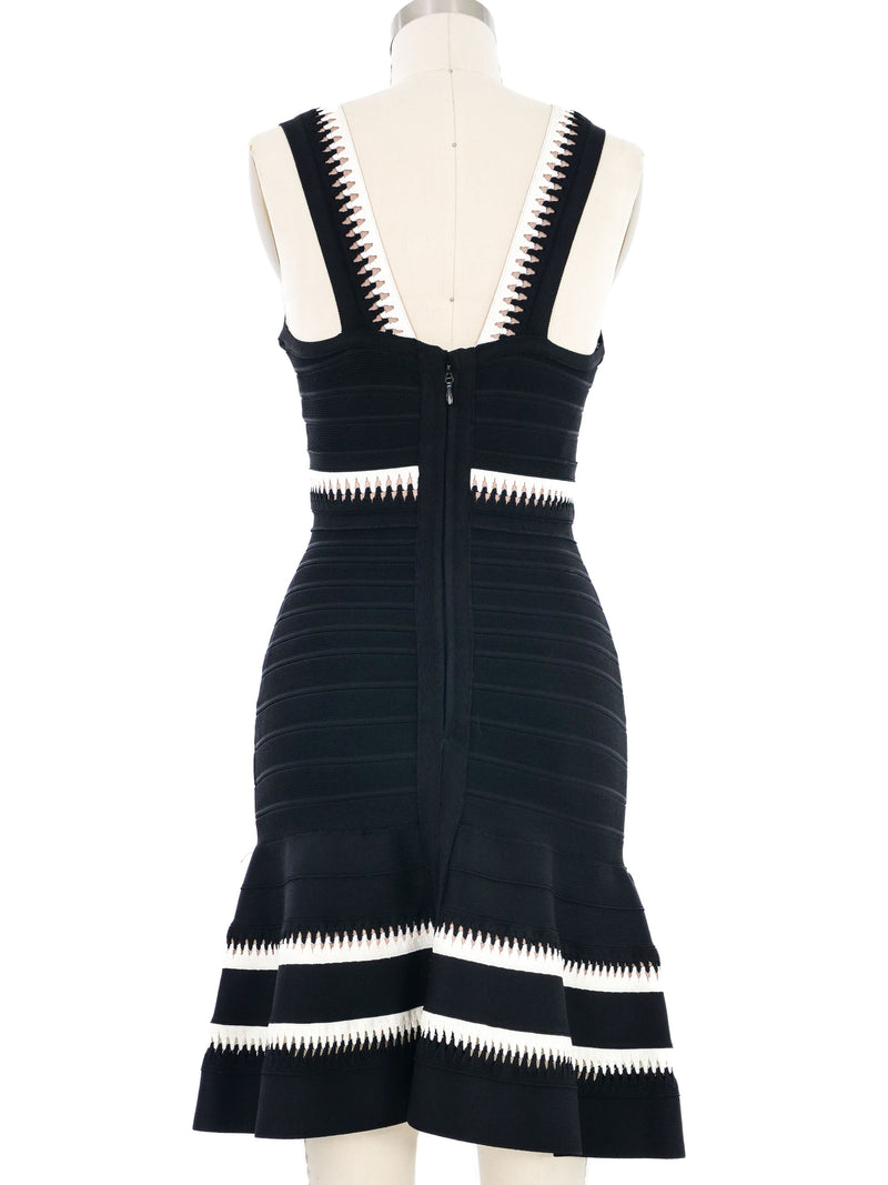 Herve Leger Black and White Flare Dress Dress arcadeshops.com