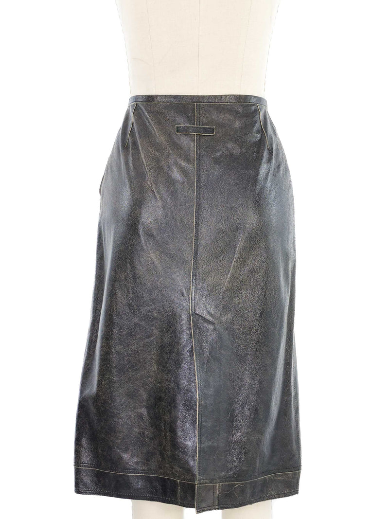 Jean Paul Gaultier Cracked Leather Skirt Bottom arcadeshops.com