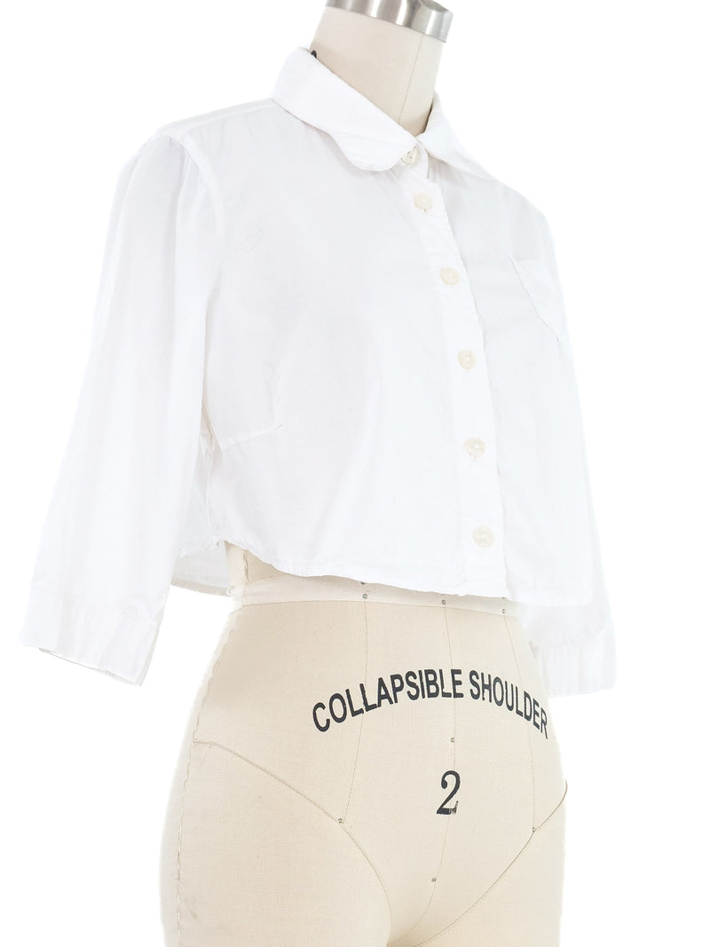 Gaultier Jeans Cropped White Button Front Shirt Top arcadeshops.com