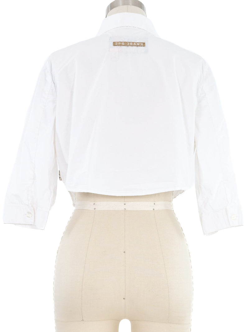 Gaultier Jeans Cropped White Button Front Shirt Top arcadeshops.com