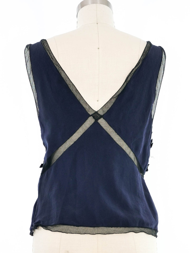 Prada Bead Embellished Mesh Inset Tank Top arcadeshops.com