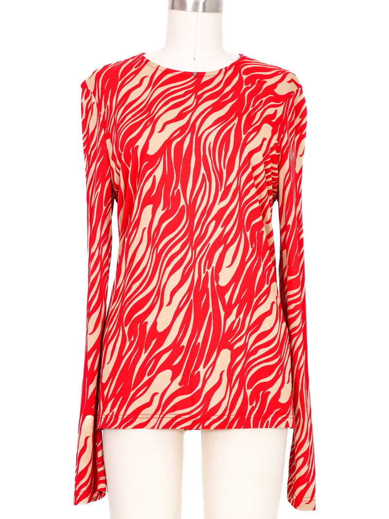 Gianni Versace Red Zebra Jersey Top Top arcadeshops.com