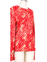 Gianni Versace Red Zebra Jersey Top Top arcadeshops.com