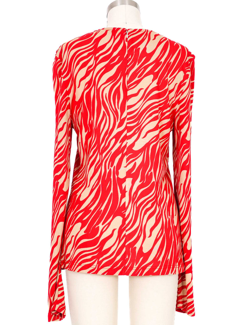 Gianni Versace Red Zebra Jersey Top Top arcadeshops.com