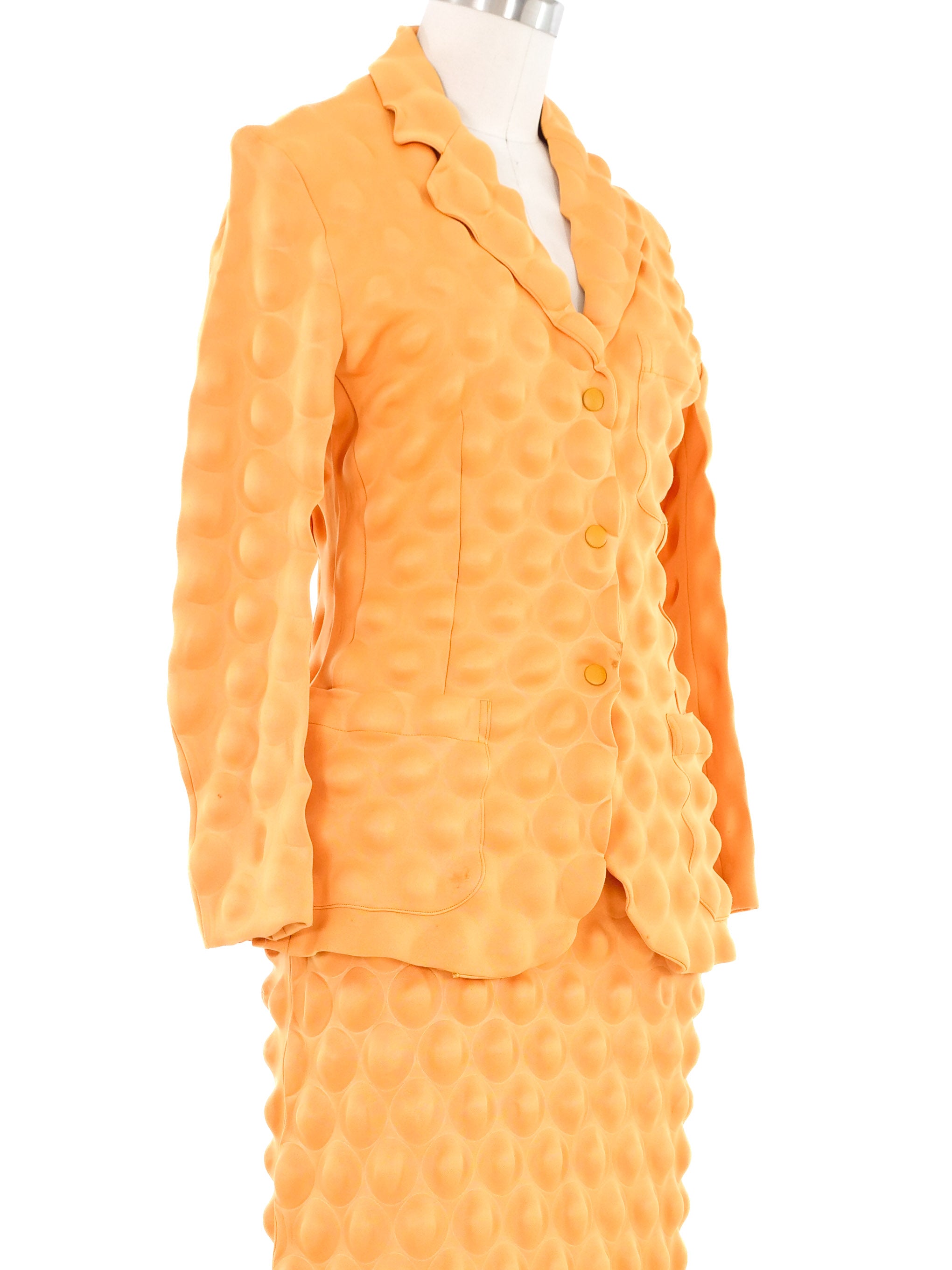 【希少‼︎】イッセイ ミヤケ  Egg Carton  スカートスーツ 2000 Issey Miyake Mustard Egg Crate Skirt Suit