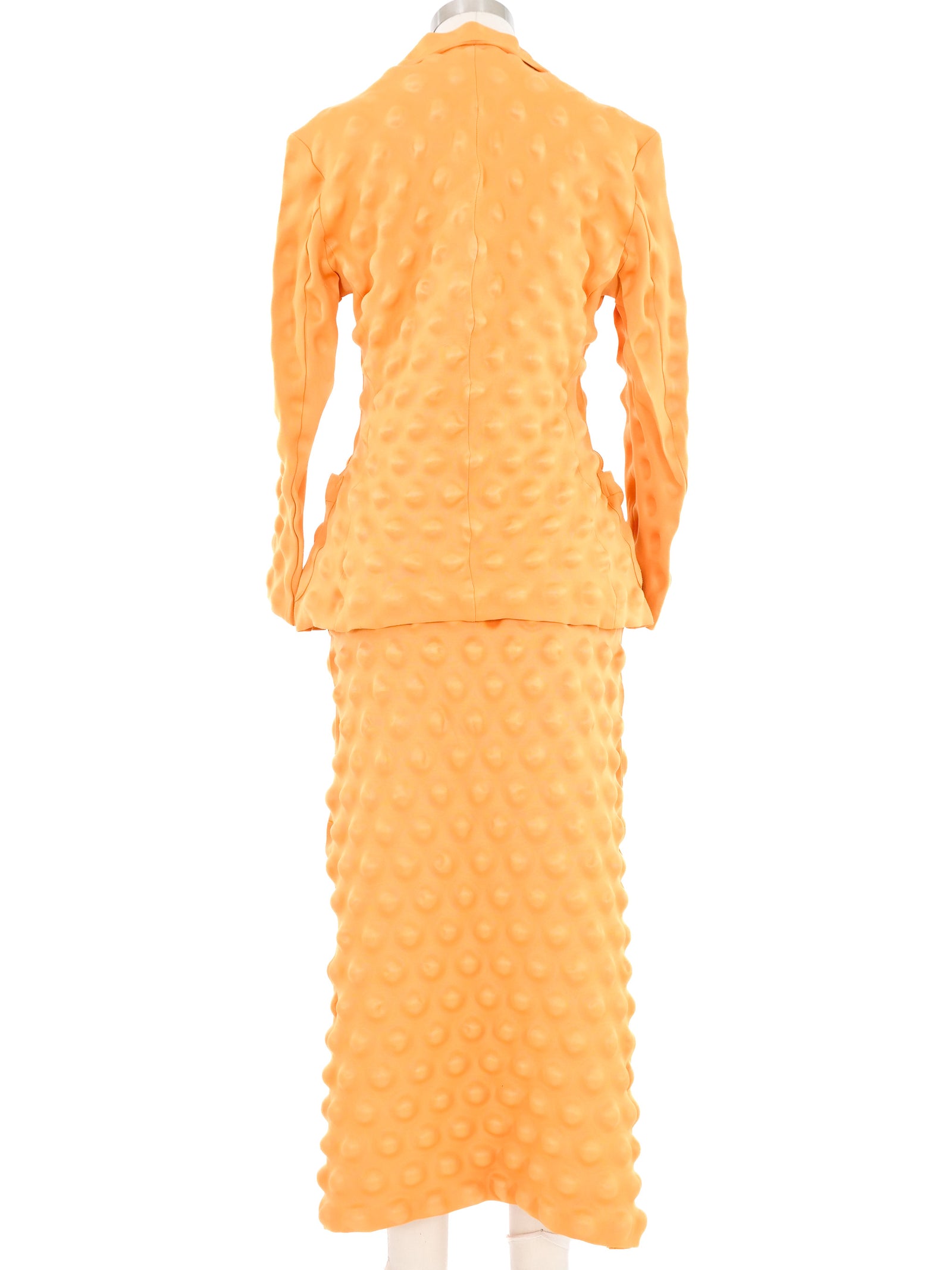 2000 Issey Miyake Mustard Egg Crate Skirt Suit