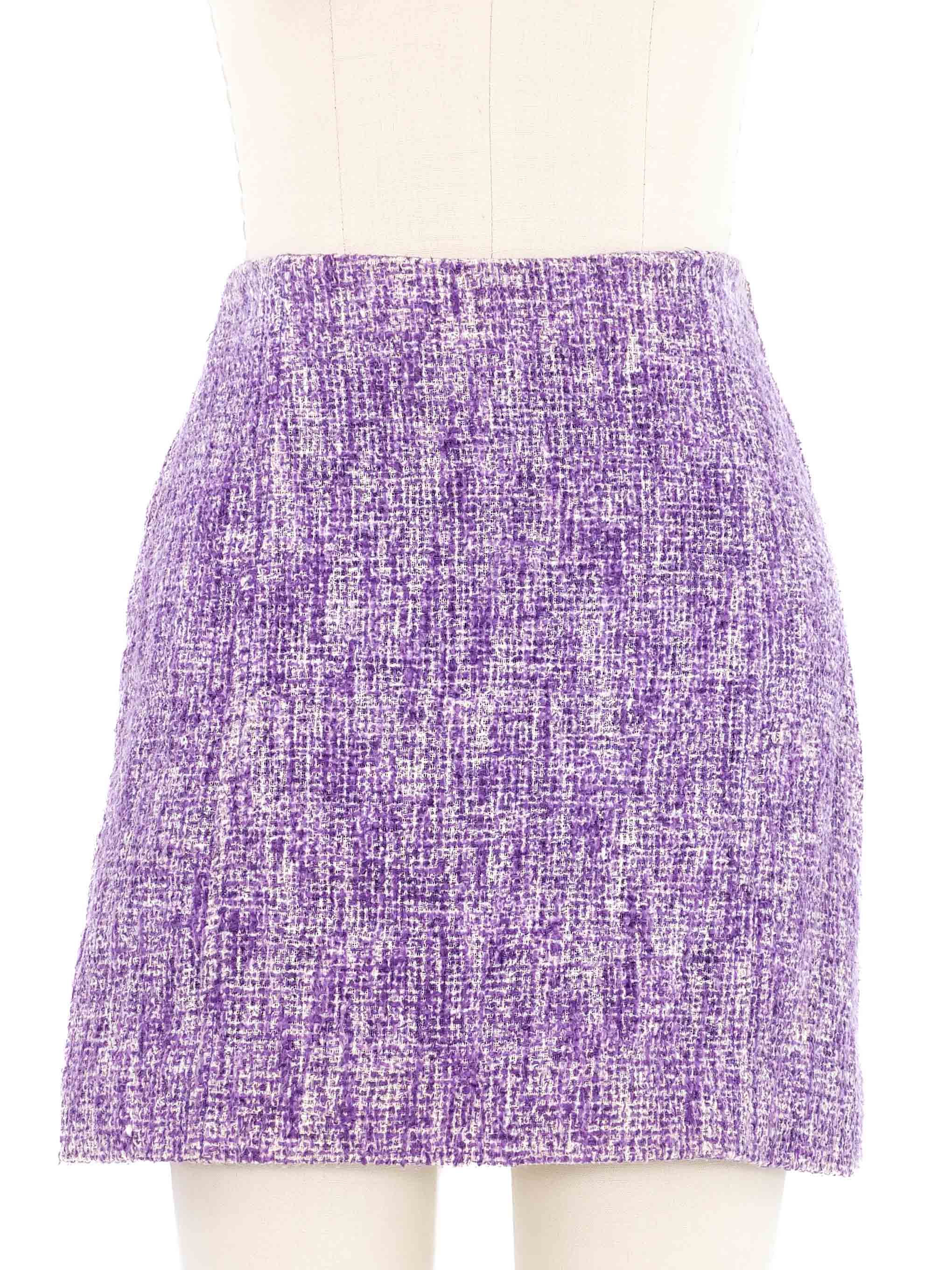 1996 Prada Purple Tweed Mini Skirt