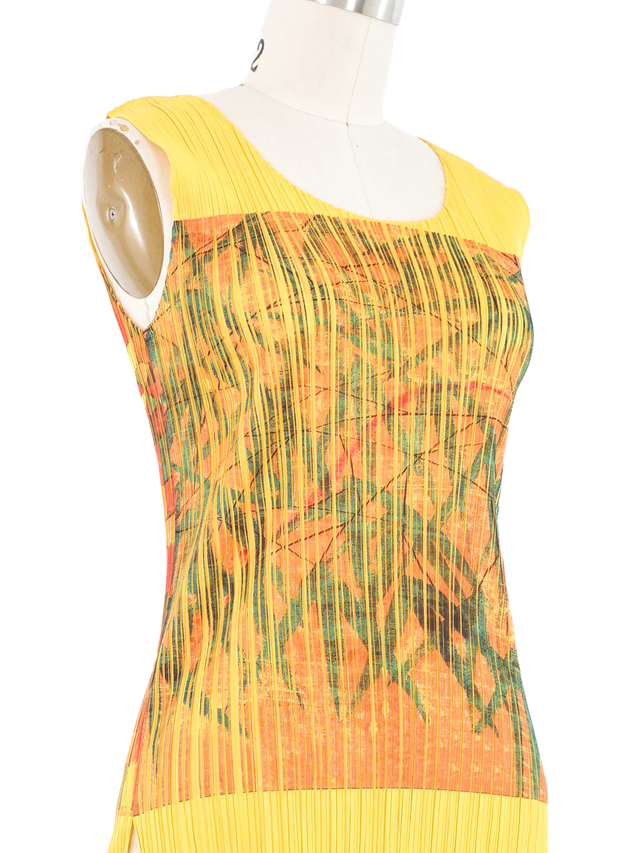 1998 Issey Miyake Pleats Please Abstract Yellow Print