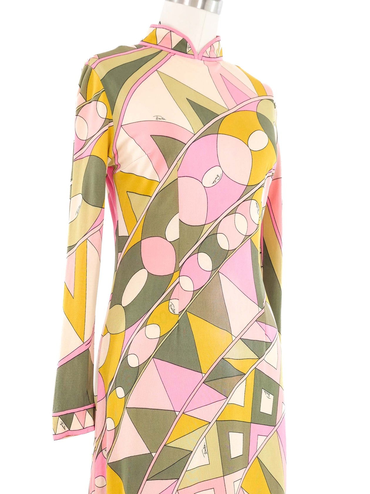 chinese dress ladies EMILIO PUCCI Orange Multicolor Size US 6 Long Dress
