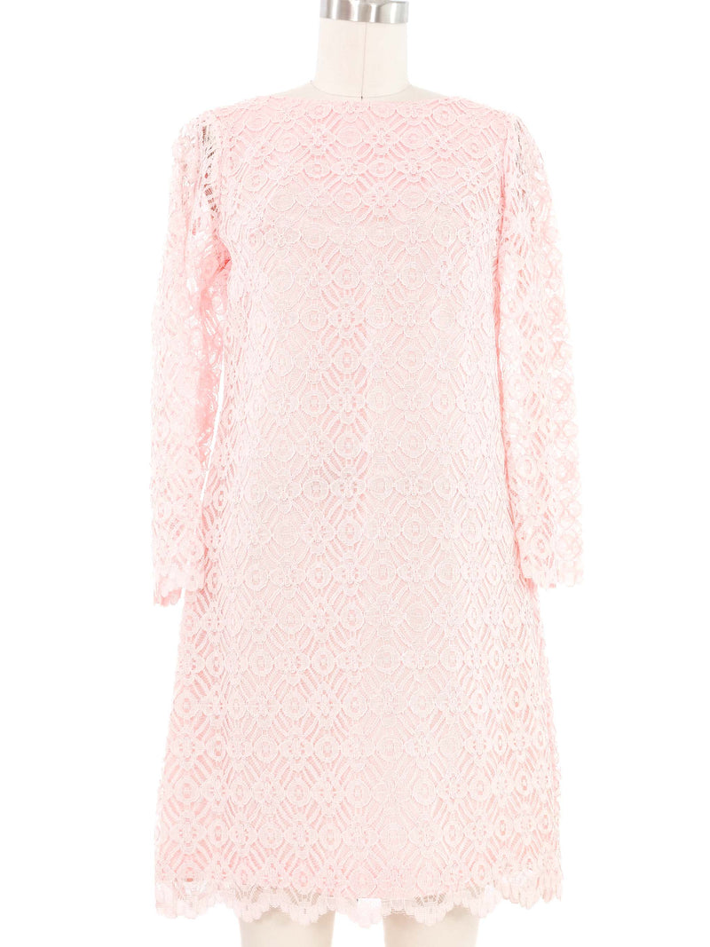 1960s Pink Lace Mini Dress Dress arcadeshops.com