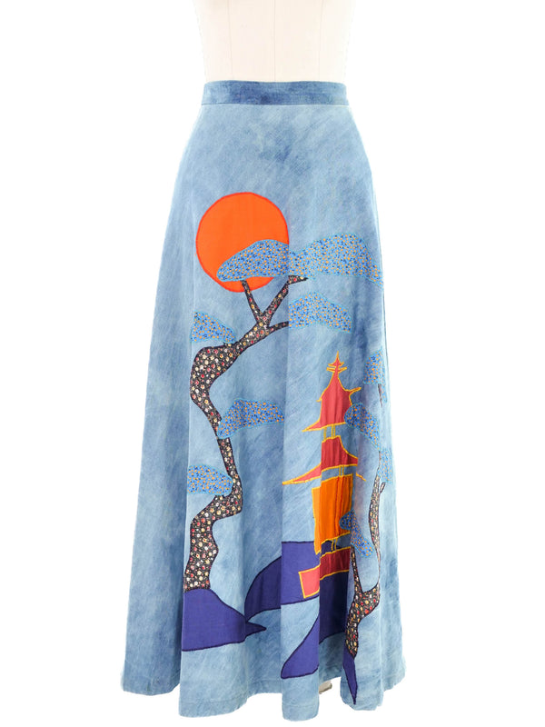 Pieced Pogoda Denim Midi Skirt Bottom arcadeshops.com