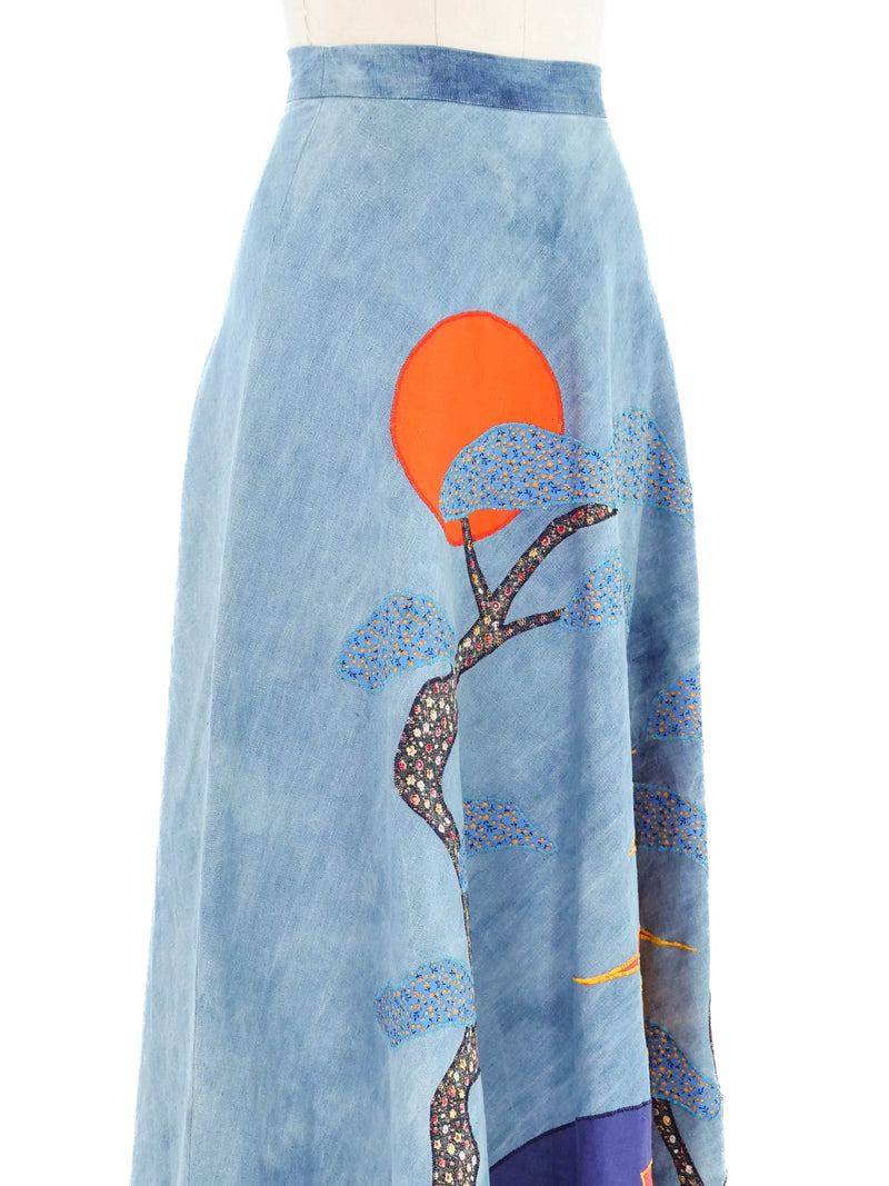 Pieced Pogoda Denim Midi Skirt Bottom arcadeshops.com