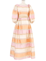 Travilla Pastel Striped Raw Silk Gown Dress arcadeshops.com