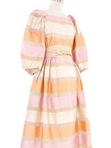 Travilla Pastel Striped Raw Silk Gown Dress arcadeshops.com
