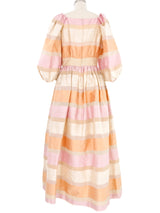 Travilla Pastel Striped Raw Silk Gown Dress arcadeshops.com