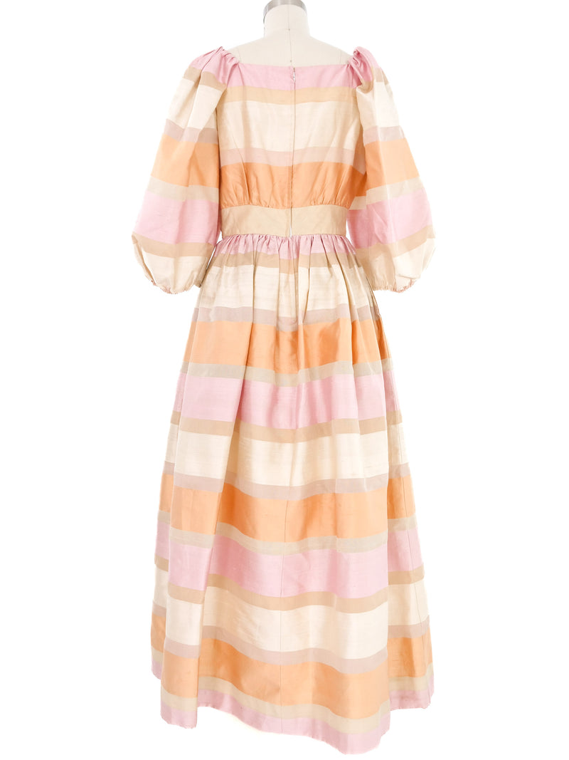 Travilla Pastel Striped Raw Silk Gown Dress arcadeshops.com