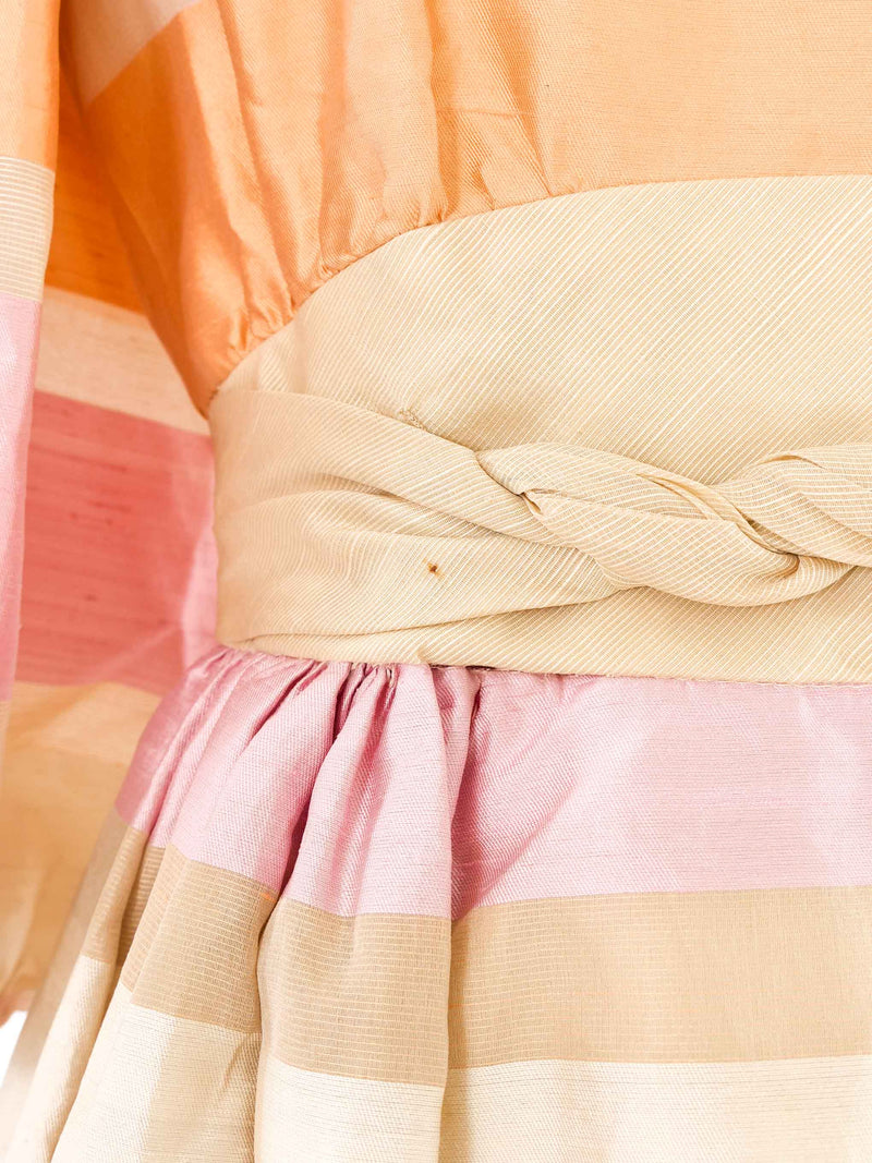 Travilla Pastel Striped Raw Silk Gown Dress arcadeshops.com
