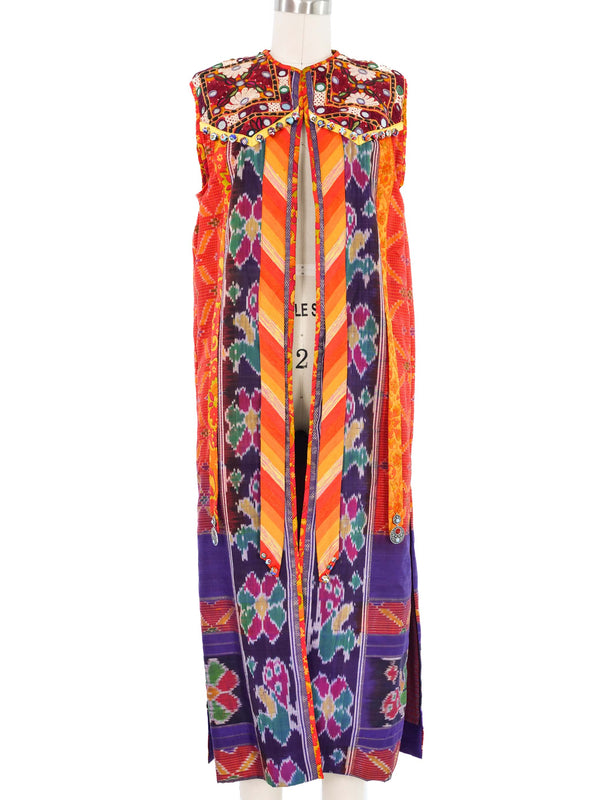 Embellished Mixed Print Folk Vest Jacket arcadeshops.com