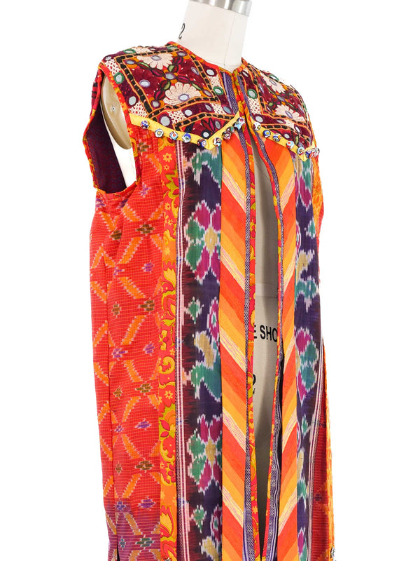 Embellished Mixed Print Folk Vest Jacket arcadeshops.com