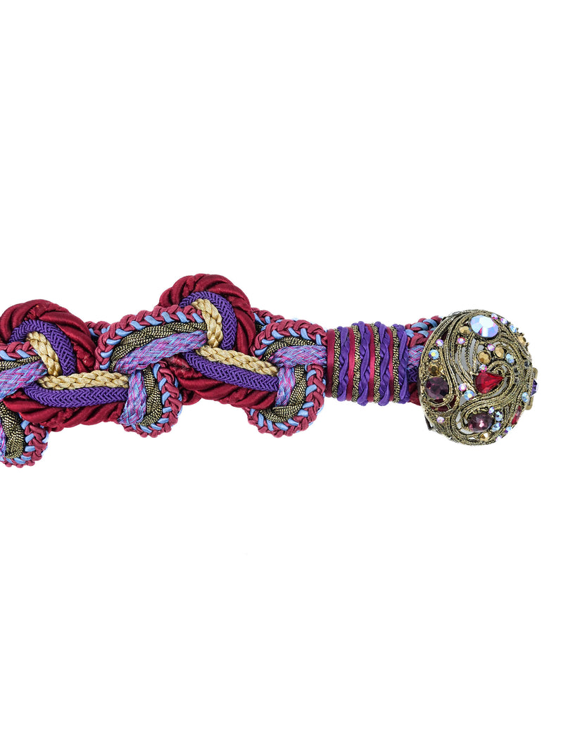 Jewel Tone Braided Rhinestone Buckle Belt Accessory arcadeshops.com