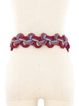 Jewel Tone Braided Rhinestone Buckle Belt Accessory arcadeshops.com