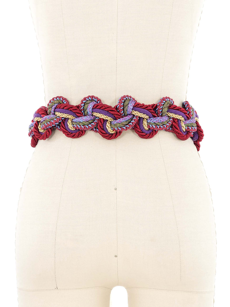Jewel Tone Braided Rhinestone Buckle Belt Accessory arcadeshops.com