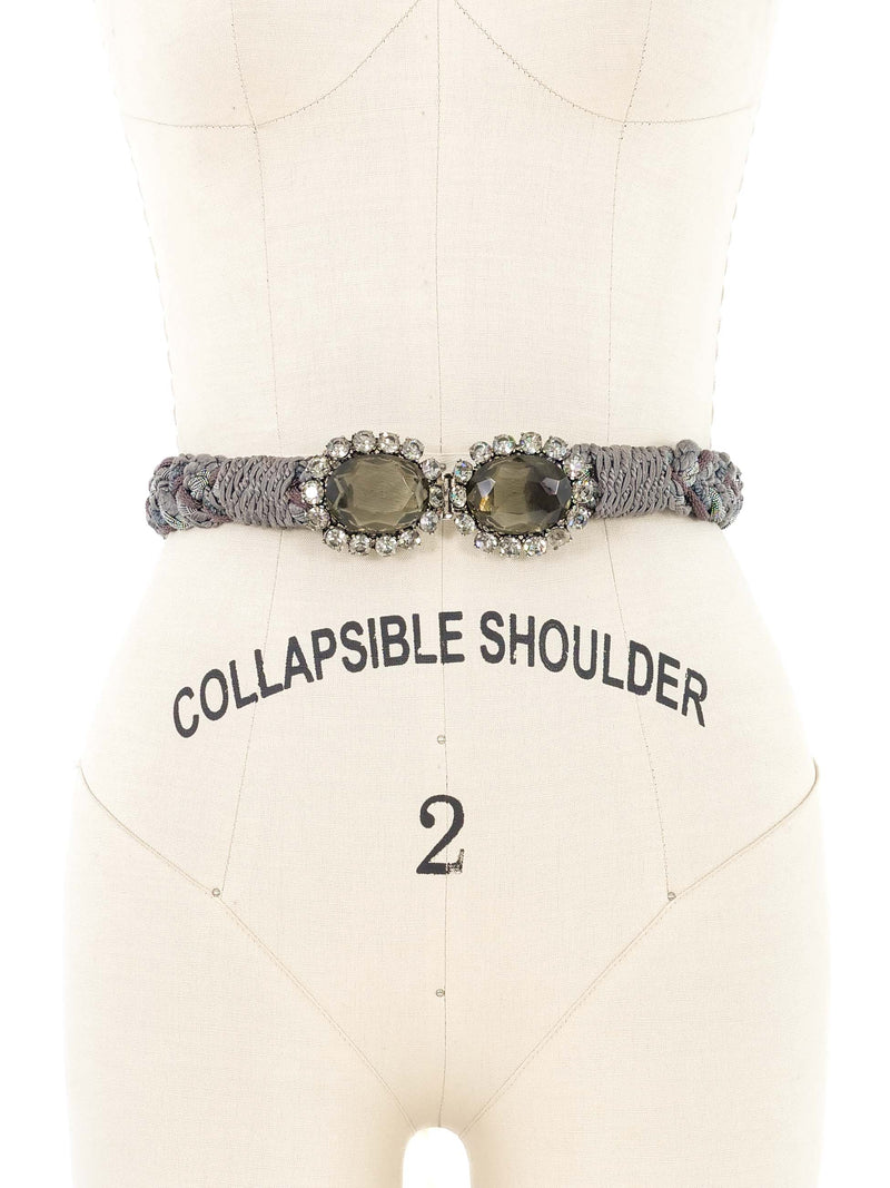 Gray Rhinestone Buckle Rope Belt Accessory arcadeshops.com
