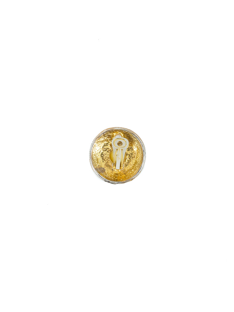 Chanel Patinated Bronze and Pearl Logo Medallion Earrings Accessory arcadeshops.com