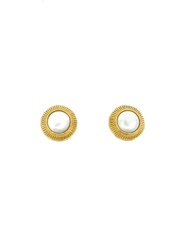 Chanel Pearl Button Earrings Accessory arcadeshops.com