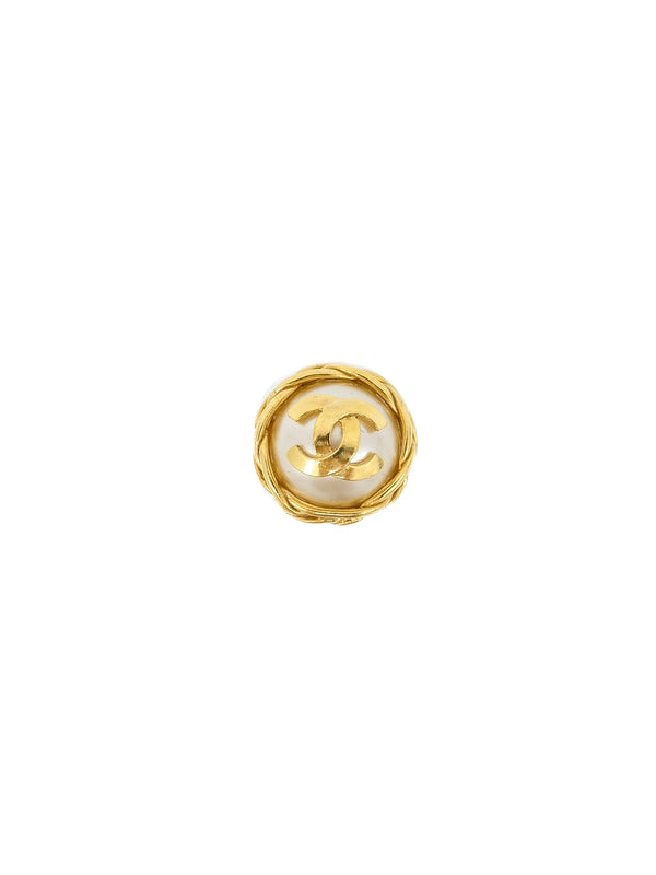 1995 Chanel Rope Accent Pearl Logo Earrings Accessory arcadeshops.com