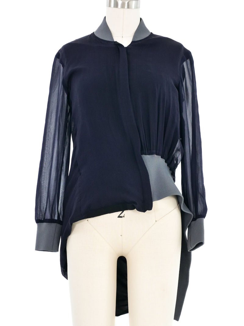 Yohji Yamamoto Asymmetrical Navy Zip Jacket Jacket arcadeshops.com
