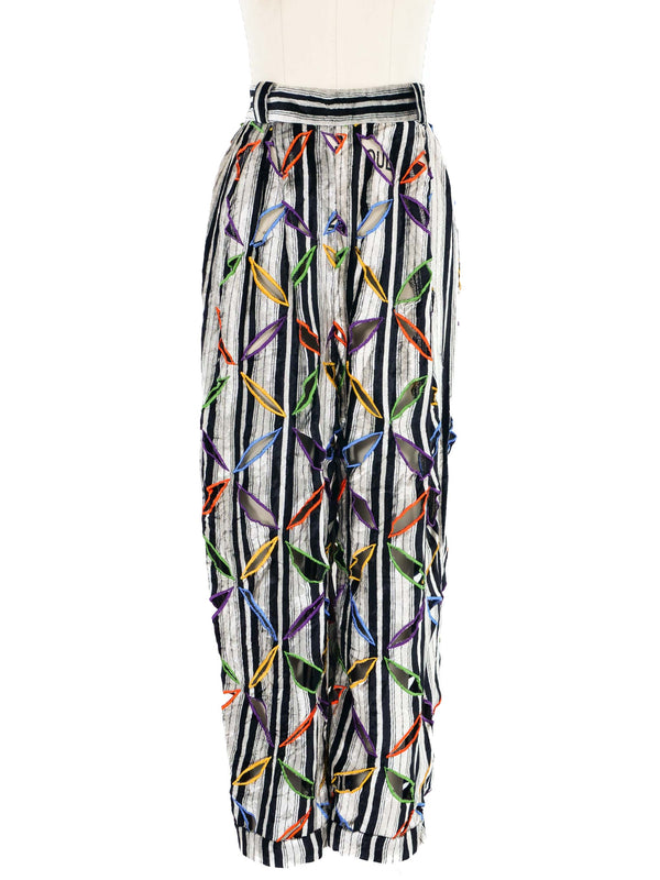 1991 Versace Velvet Pinstripe Cutout Trousers Bottom arcadeshops.com